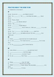 English Worksheet: PRACTICE ABOUT THE VERB TO BE