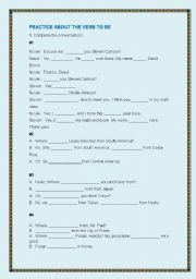 English worksheet: PRACTICE ABOUT THE VERB TO BE