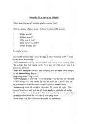 English Worksheet: Adverbs in a narrative