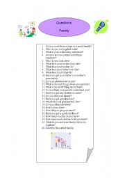 English worksheet: questions - family