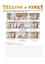 English Worksheet: Garfield - Telling a story through pictures (past simple)