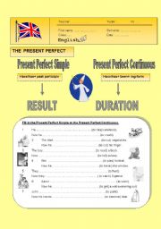 English Worksheet: result-duration difference present perfect simple and continuous