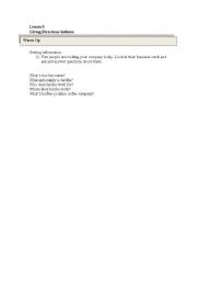 English Worksheet: Giving Directions in an Office