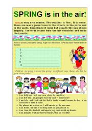 English Worksheet: 2 pages  SPRING  activity!