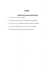 English Worksheet: Commas