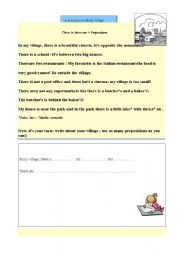 English worksheet: A description of my village n2