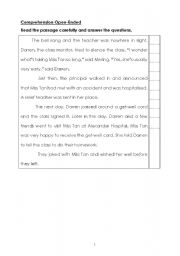 English worksheet: Comprehension worksheet 