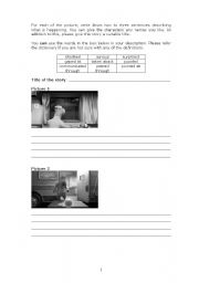 English Worksheet: Picture Composition: An Alien Encounter. Based on a YouTube video.
