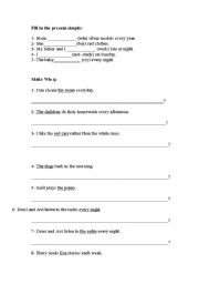 English worksheet: Fill in the present simple