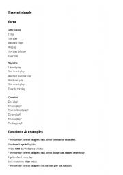 English Worksheet: PRESENT SIMPLE REINFORCEMENT