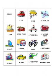 English Worksheet: Transports memory