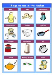 English Worksheet: Things we use in the kitchen
