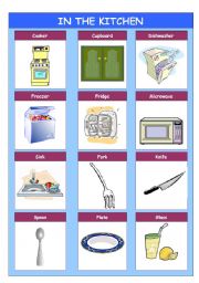 English Worksheet: In the kitchen