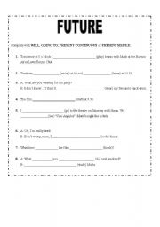 English Worksheet: Practising the Future