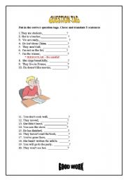 English worksheet: TAG QUESTION