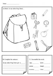 English Worksheet: School objects