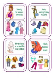 English Worksheet: Clothes Cards - What is in your suitcase (Part 2 out of 3)