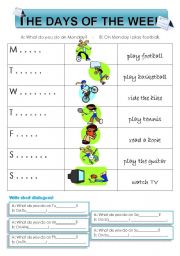 English Worksheet: days of the week