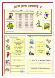 English Worksheet: are you sporty?
