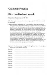 English Worksheet: Direct and indirect speech