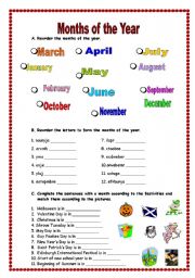 English Worksheet: Months of the year (02.03.09)