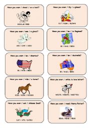 English Worksheet: conversation cards / present perfect  (1/2)