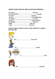 English worksheet: verbo have got and plural