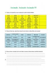 English Worksheet: Animals Animals Animals!!! 