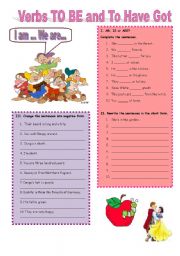 English Worksheet: To be and to have got - 2 pages