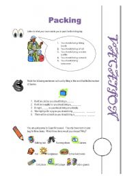 English worksheet: Packing: Vacation