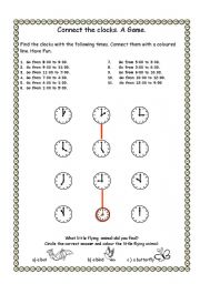 English worksheet: Connect The Clocks