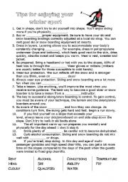 English Worksheet: Tips for skiing