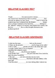 English Worksheet: relative clauses