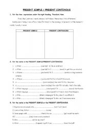 English Worksheet: Present Simple or Present Continuous