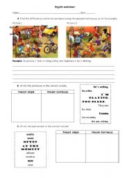 English Worksheet: Present simple or Present Continuous