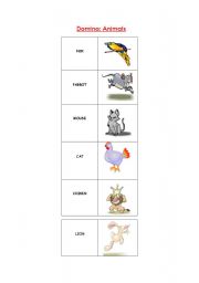 English Worksheet: Animals Domino Cards