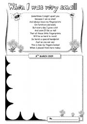 English Worksheet: When I was very small (Mothers Day poem and craft)