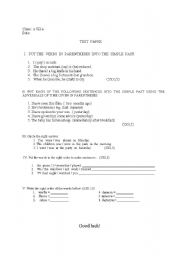 English worksheet: test 