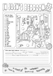 English Worksheet: Jacks Bedroom