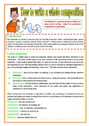 English Worksheet: How to write a whole composition- 2 pages