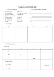 English worksheet: TALKING ABOUT EXPERIENCES