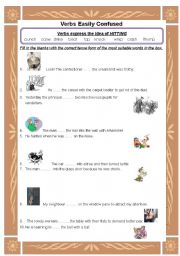 English Worksheet: Words easily confused-hitting