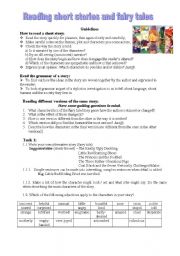 English Worksheet: reading short stories or fairy tales