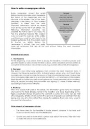 English Worksheet: How to write a newspaper article