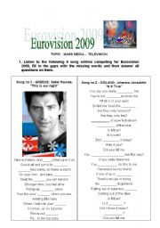 English Worksheet: Song listening - Eurovision 2009