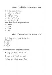 English worksheet: alphabetical order