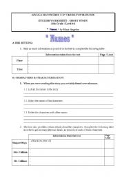 English Worksheet: Short Story 