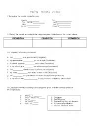 English worksheet: testing modal verbs