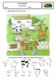 English Worksheet: Animals Friends 