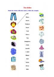 English Worksheet: The Clothes - matching exercise